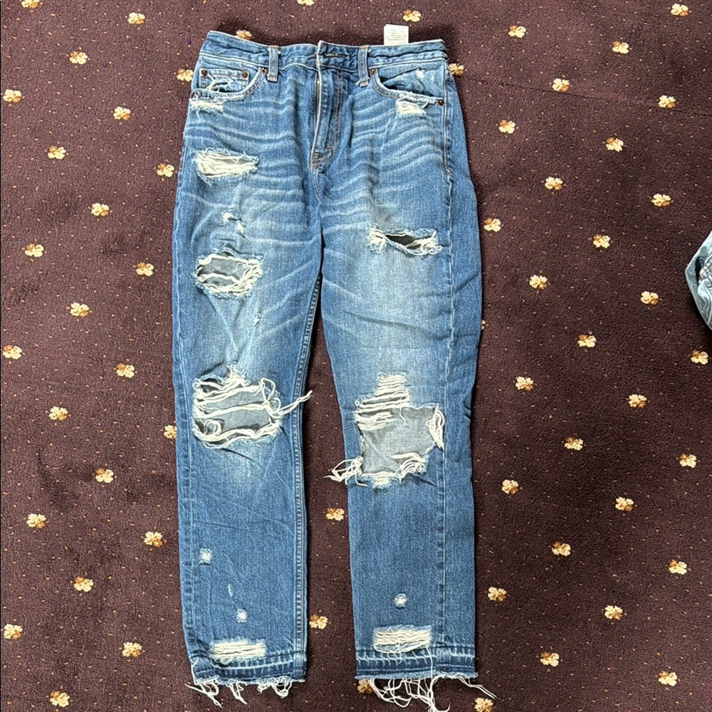 Abercrombie & Fitch High Rise Blue Jeans Distressed